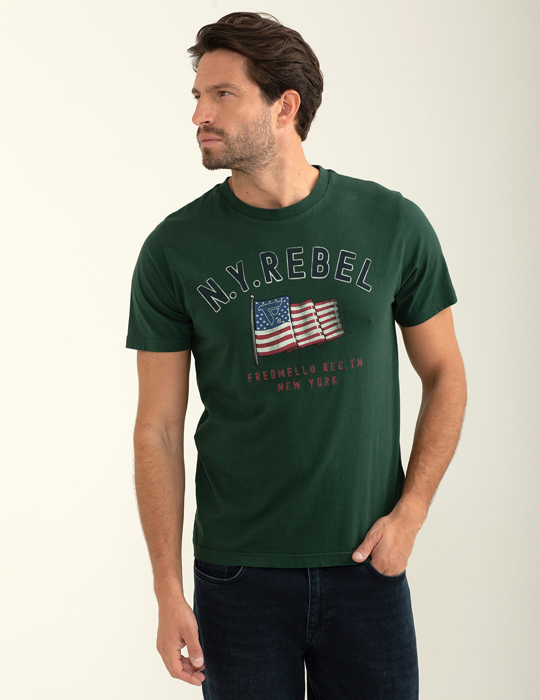T-shirt girocollo a manica corta uomo forest fm24w10tg cc-a0806 T-shirt girocollo a manica corta