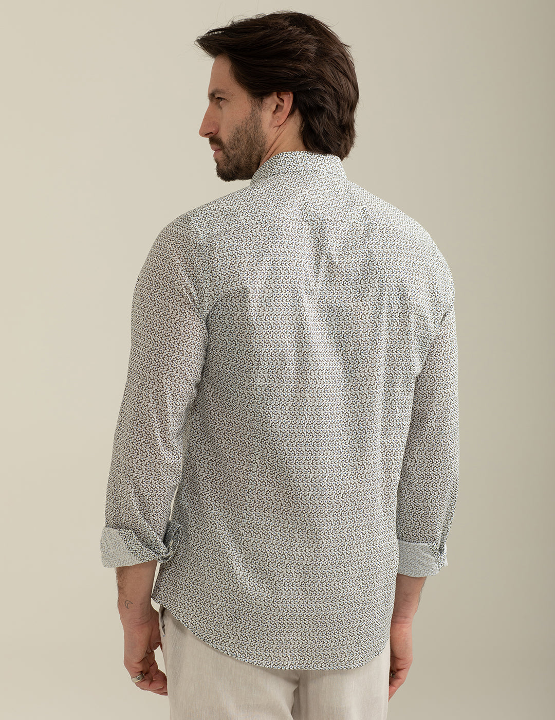 Voile Shirt Printed Allover man taupe fm25s11cs cc-a0114 Voile Shirt Printed Allover