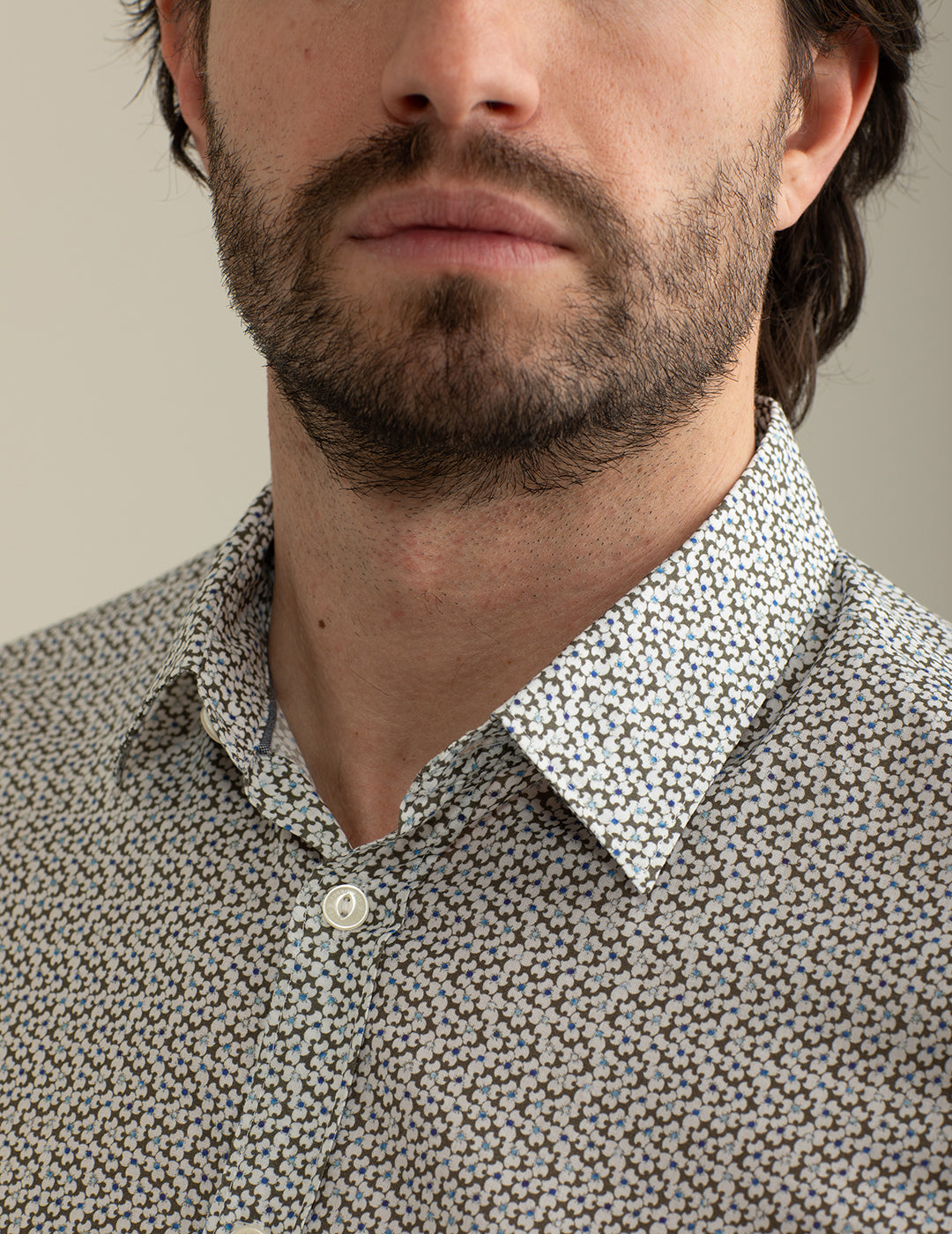 Voile Shirt Printed Allover man taupe fm25s11cs cc-a0114 Voile Shirt Printed Allover