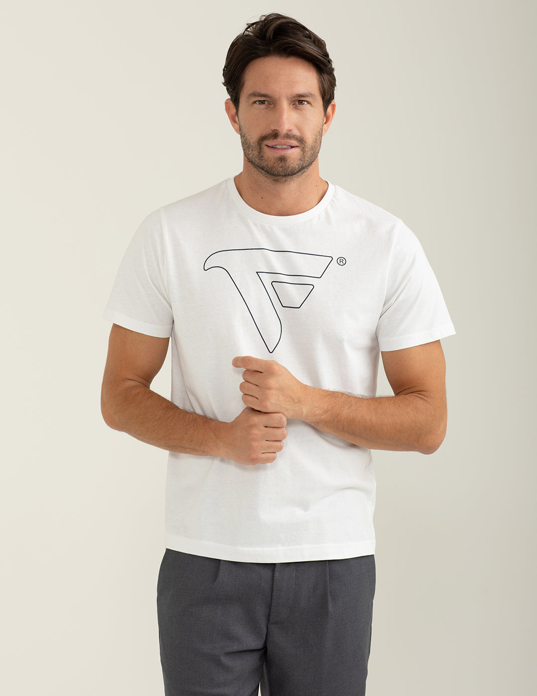 T-shirt girocollo a manica corta uomo white fm24w01tg cc-a0001 T-shirt girocollo a manica corta