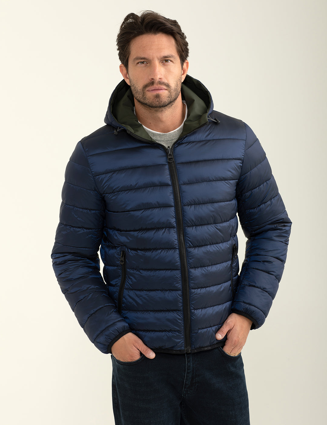 Giubbotto reversibile bicolore con cappuccio uomo army fm24w12ku cc-a0804 Giubbotto reversibile bicolore con cappuccio