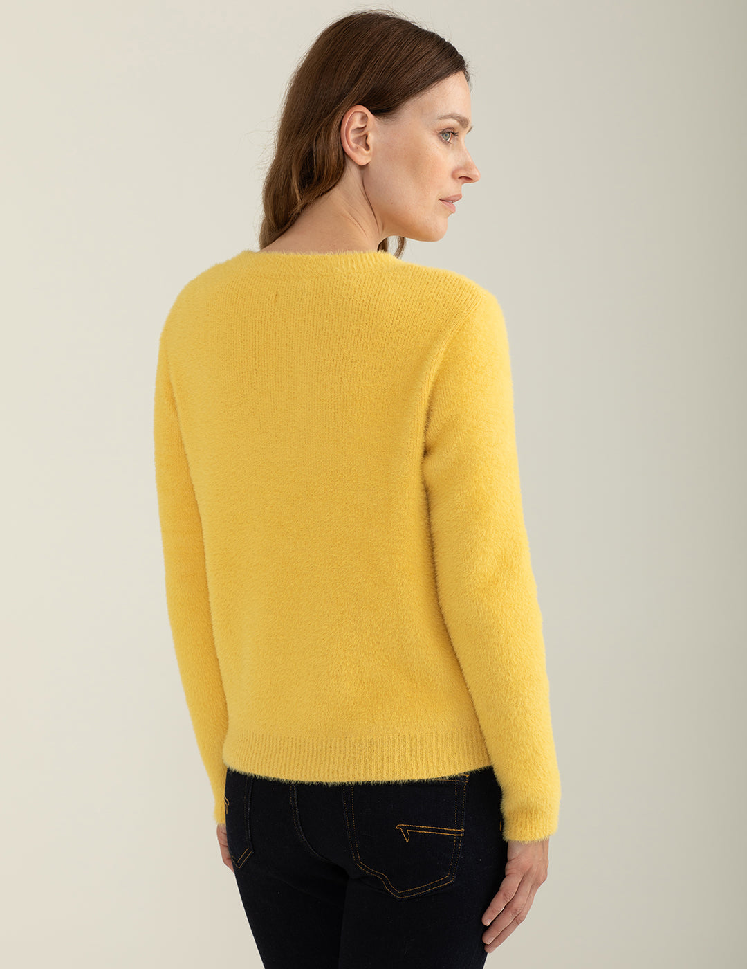 Maglia girocollo con filato effetto pelliccia donna yellow fw24w08mg cc-a0151 Maglia girocollo con filato effetto pelliccia