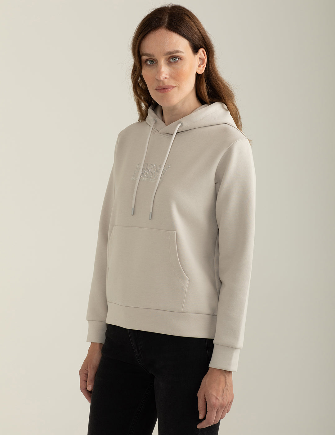 Felpa in interlock con cappuccio donna ice fw24w09fc cc-a0005 Felpa in interlock con cappuccio