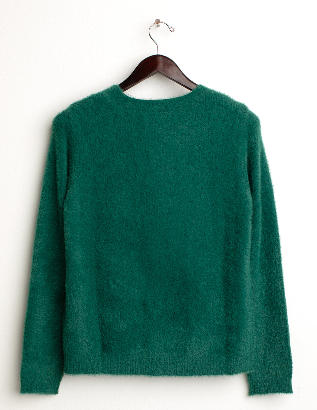 Maglia girocollo con filato effetto pelliccia donna green fw24w08mg cc-a0801 Maglia girocollo con filato effetto pelliccia