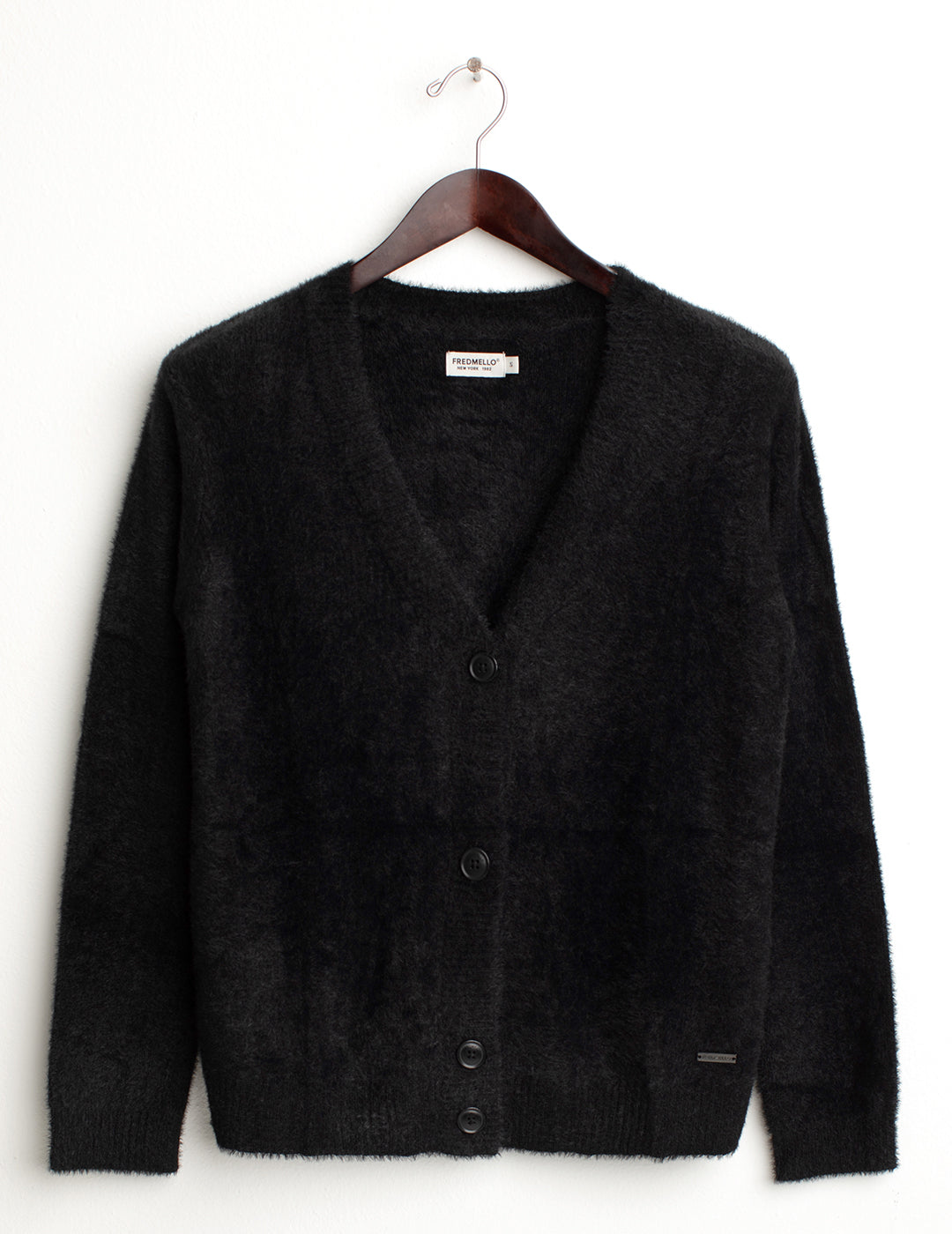 Cardigan con filato effetto pelliccia donna black fw24w10mk cc-a0951 Cardigan con filato effetto pelliccia