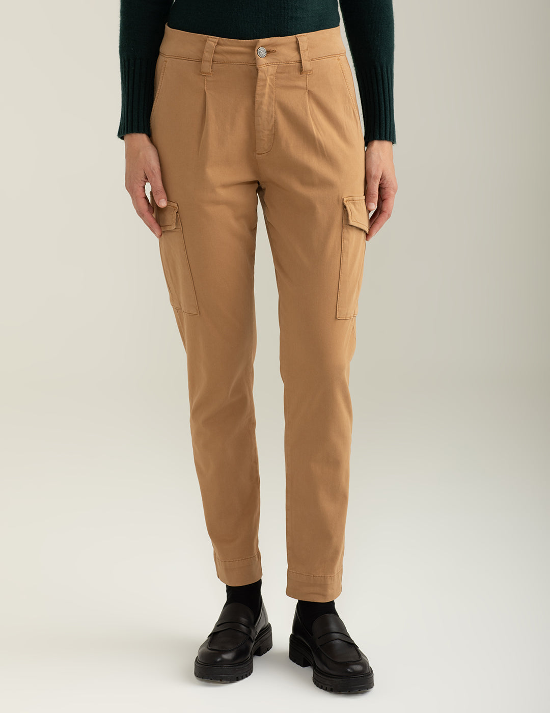 Stretch gabardine pocketed pants woman camel fw24w10pu cc-a0252 Stretch gabardine pocketed pants