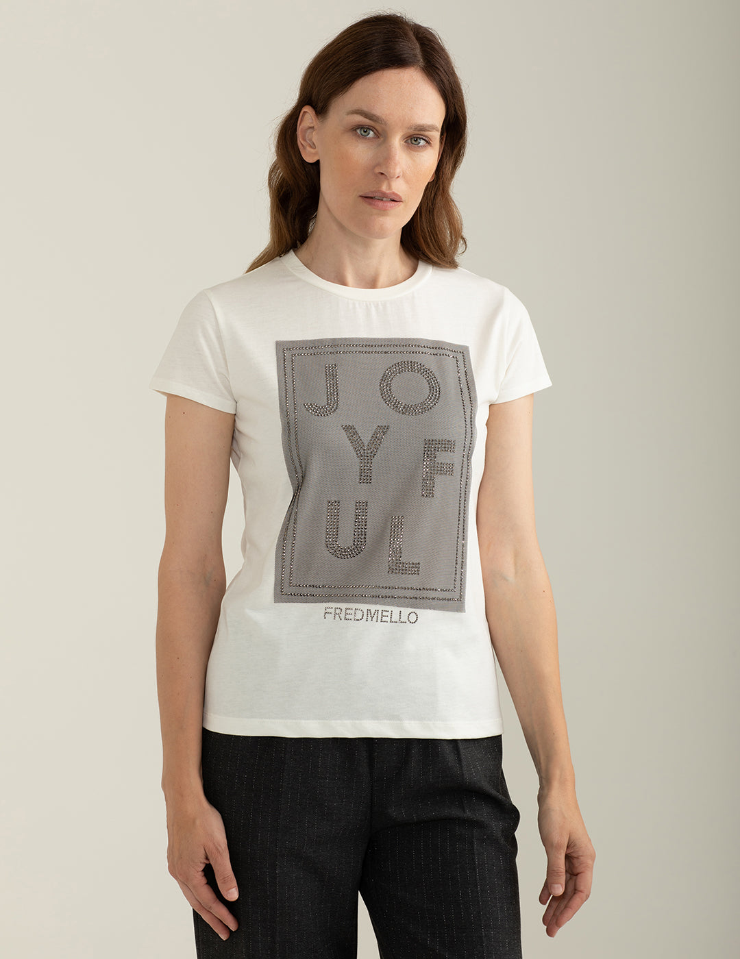 T-shirt a maniche corte girocollo in jersey donna off white fw24w11tg cc-a0002 T-shirt a maniche corte girocollo in jersey