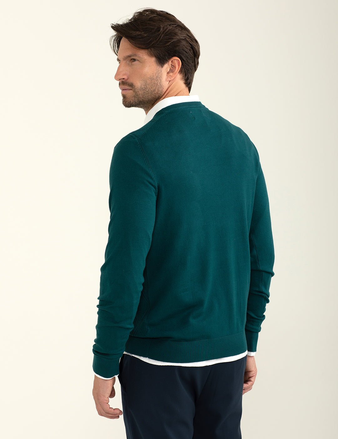 Maglia girocollo con lavorazione a rombi uomo petrol fm24w05mg cc-a0810 Maglia girocollo con lavorazione a rombi