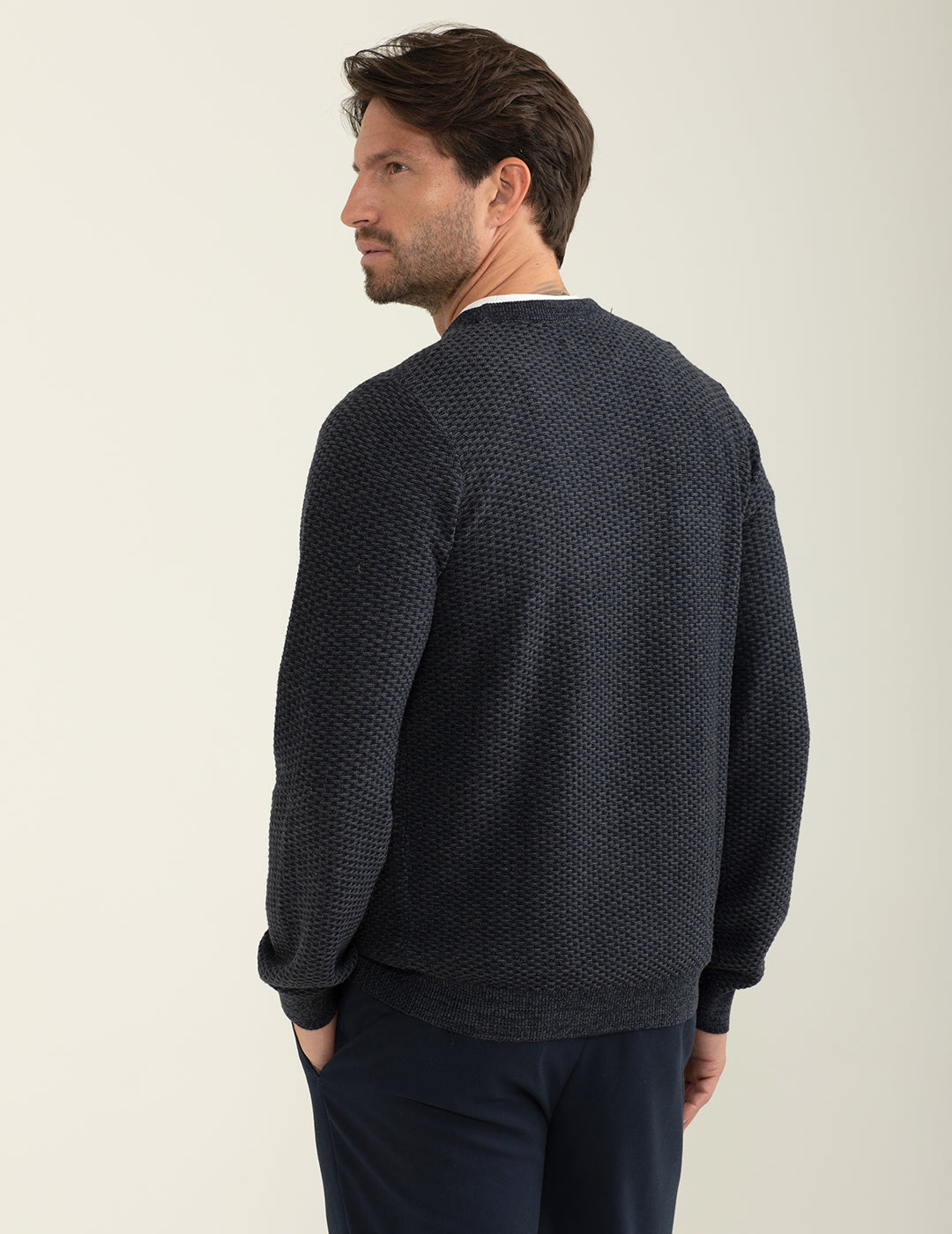 Patterned crew-neck sweater man blue fm24w45mg cc-a0601 Patterned crew-neck sweater