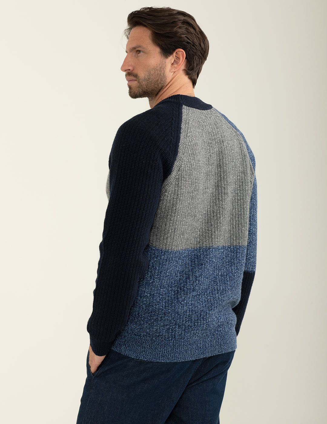 Mouliné turtleneck sweater man blue mouline' fm24w47md cc-a0619 Mouliné turtleneck sweater