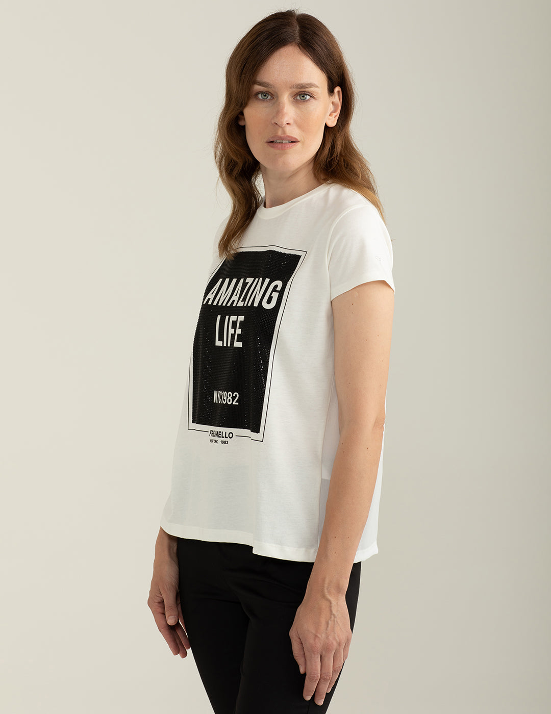 T-shirt a maniche corte girocollo in jersey donna off white fw24w12tg cc-a0002 T-shirt a maniche corte girocollo in jersey