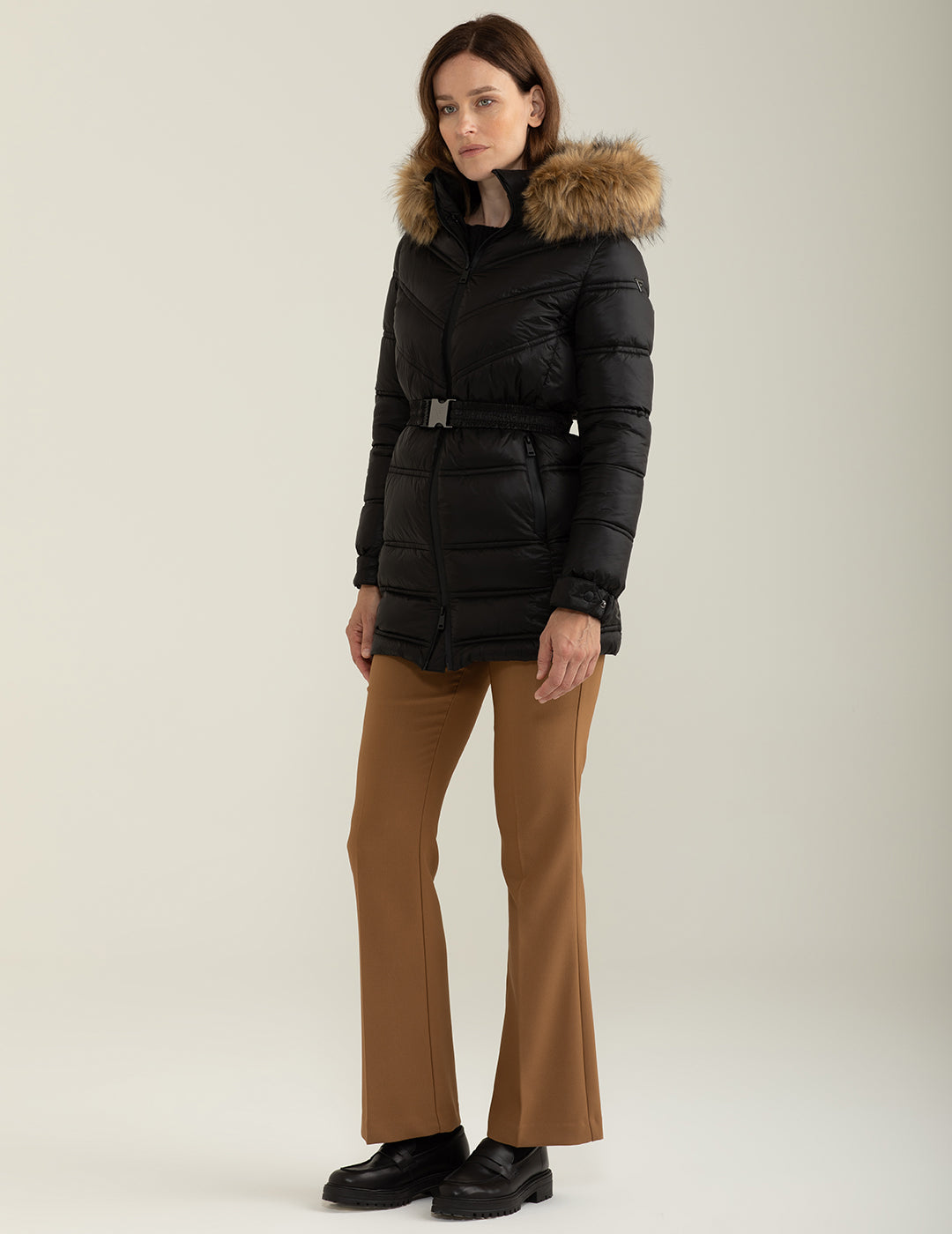 Piumino con cappuccio donna black fw24w10kd cc-a0951 Piumino con cappuccio