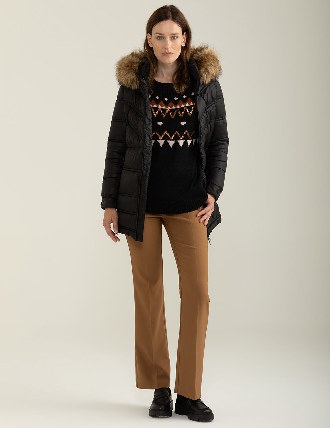 Piumino con cappuccio donna black fw24w10kd cc-a0951 Piumino con cappuccio