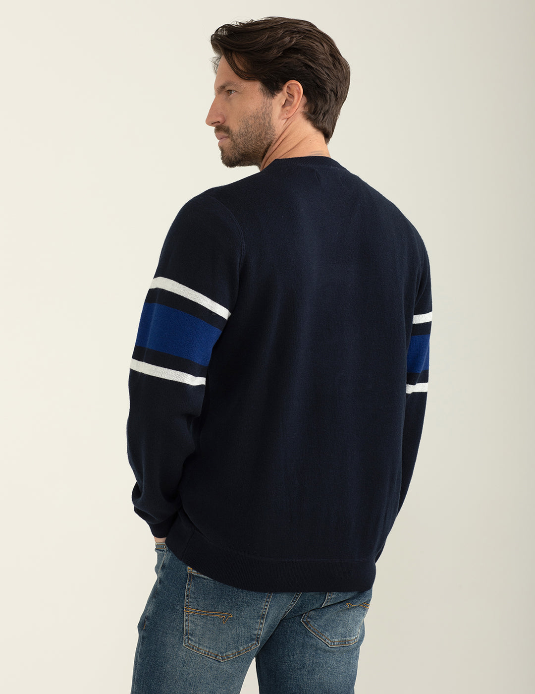 Crew-neck sweater with raglan cut man blue fm24w51mg cc-a0601 Crew-neck sweater with raglan cut