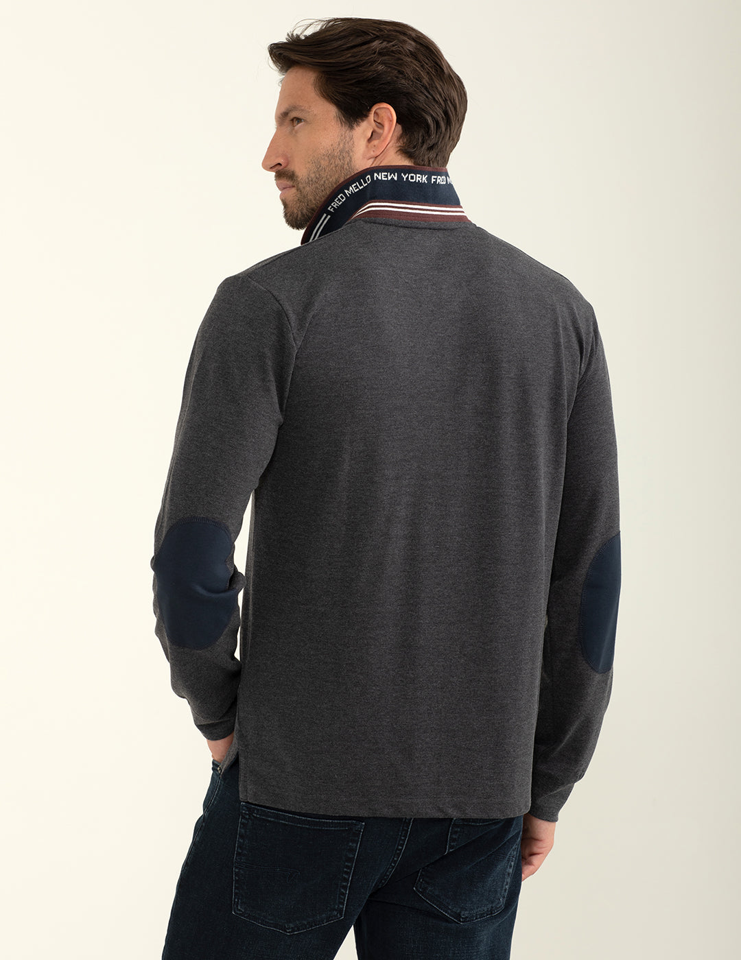 Polo a manica lunga in jersey uomo antracite melange fm24w04qu cc-a0953 Polo a manica lunga in jersey