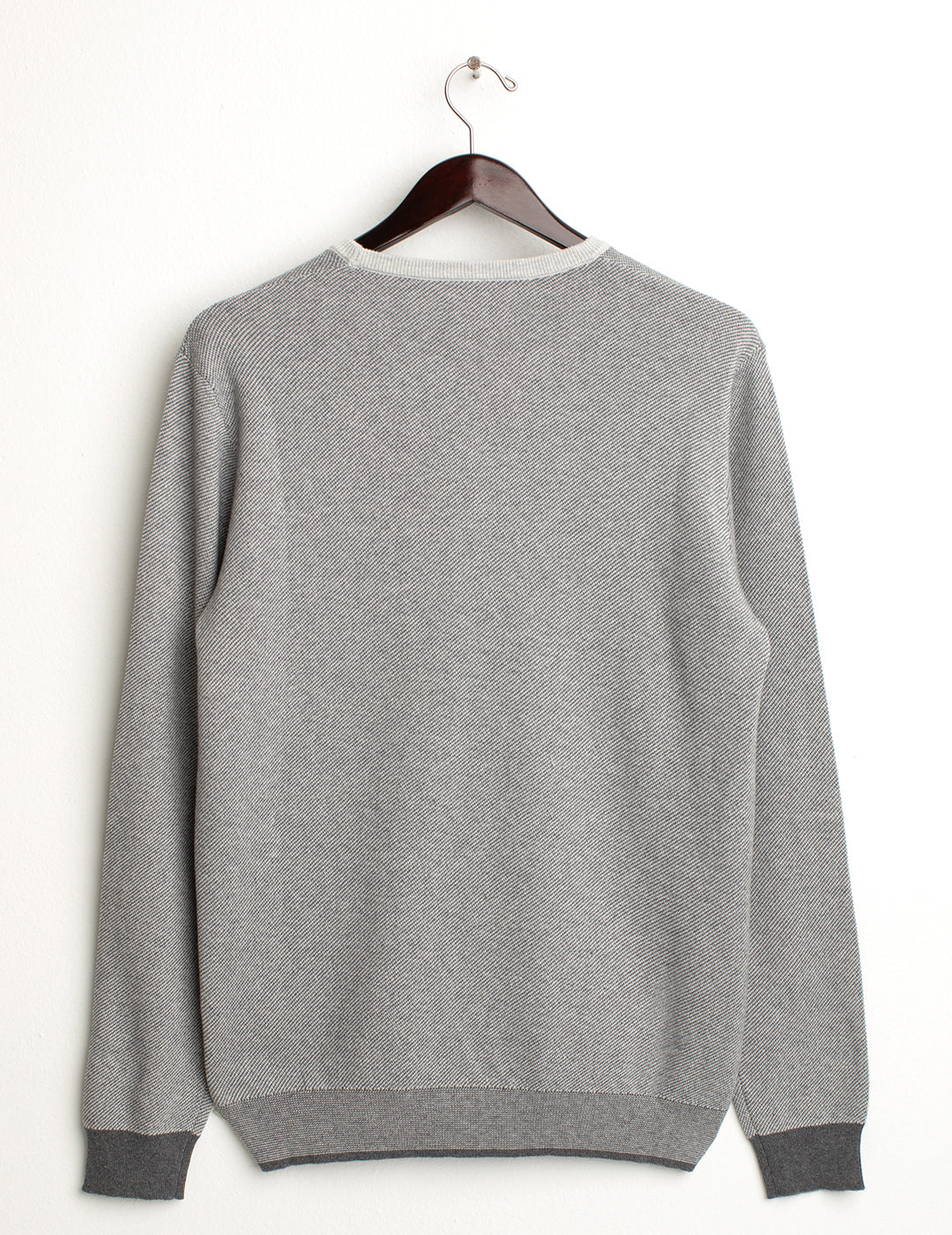 Crew-neck sweater with diagonal jacquard work in two colors man gray melange fm24w57mg cc-a0901 Crew-neck sweater with diagonal jacquard work in two colors