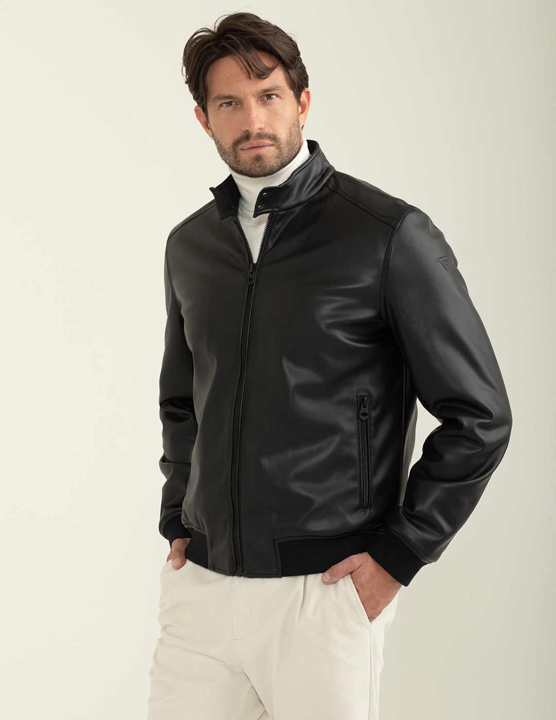 Giubbotto in similpelle uomo black fm24w16ke cc-a0951 Giubbotto in similpelle