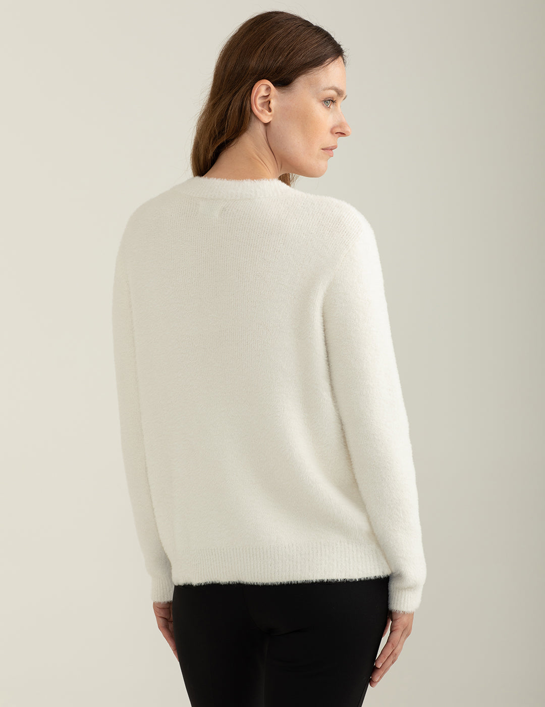 Cardigan con filato effetto pelliccia donna off white fw24w10mk cc-a0002 Cardigan con filato effetto pelliccia