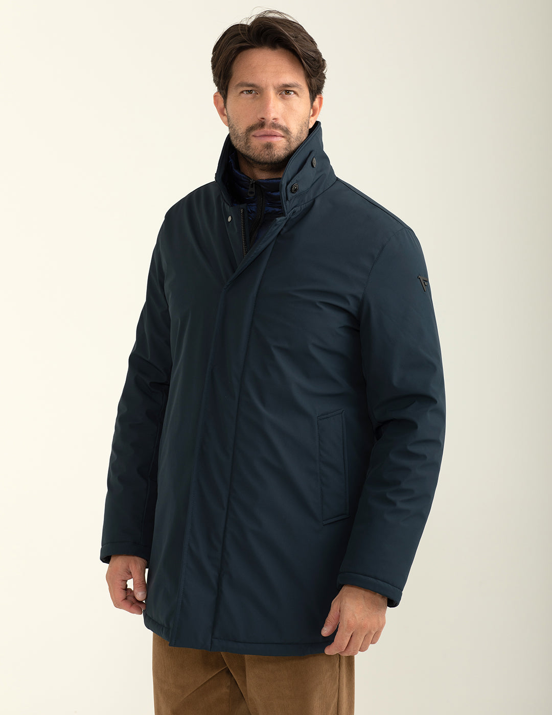 Giubbotto con chiusura a zip bidirezionale uomo blue fm24w07ku cc-a0601 Giubbotto con chiusura a zip bidirezionale