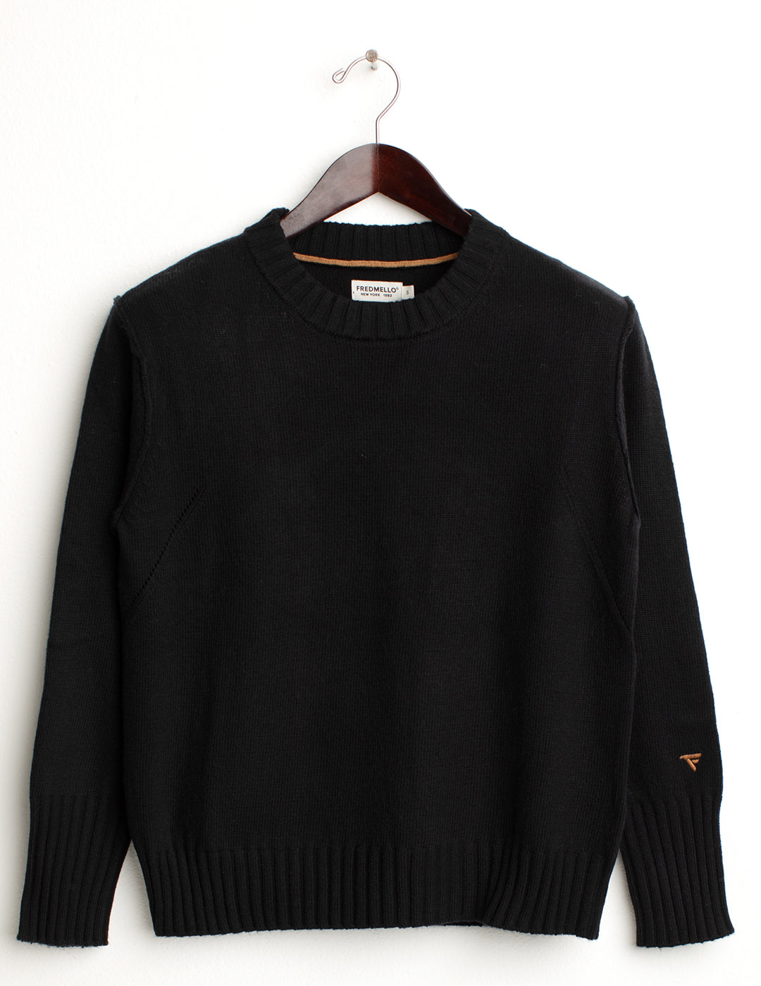 Maglia girocollo con lavorazione a costa inglese donna black fw24w16mg cc-a0951 Maglia girocollo con lavorazione a costa inglese