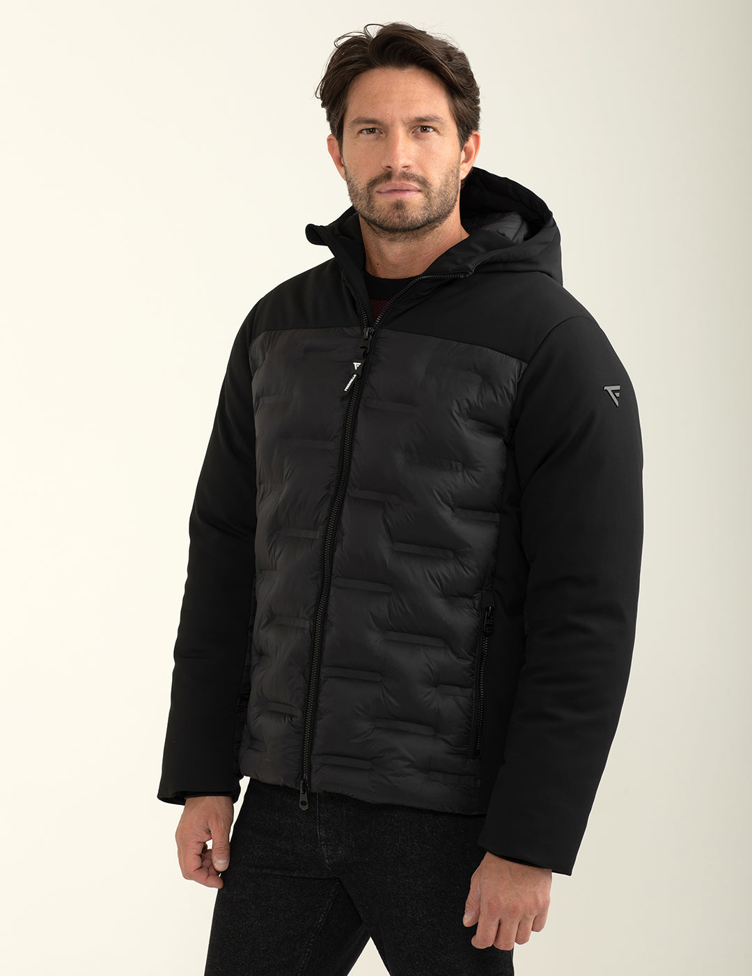 Piumino con cappuccio uomo black fm24w08kd cc-a0951 Piumino con cappuccio
