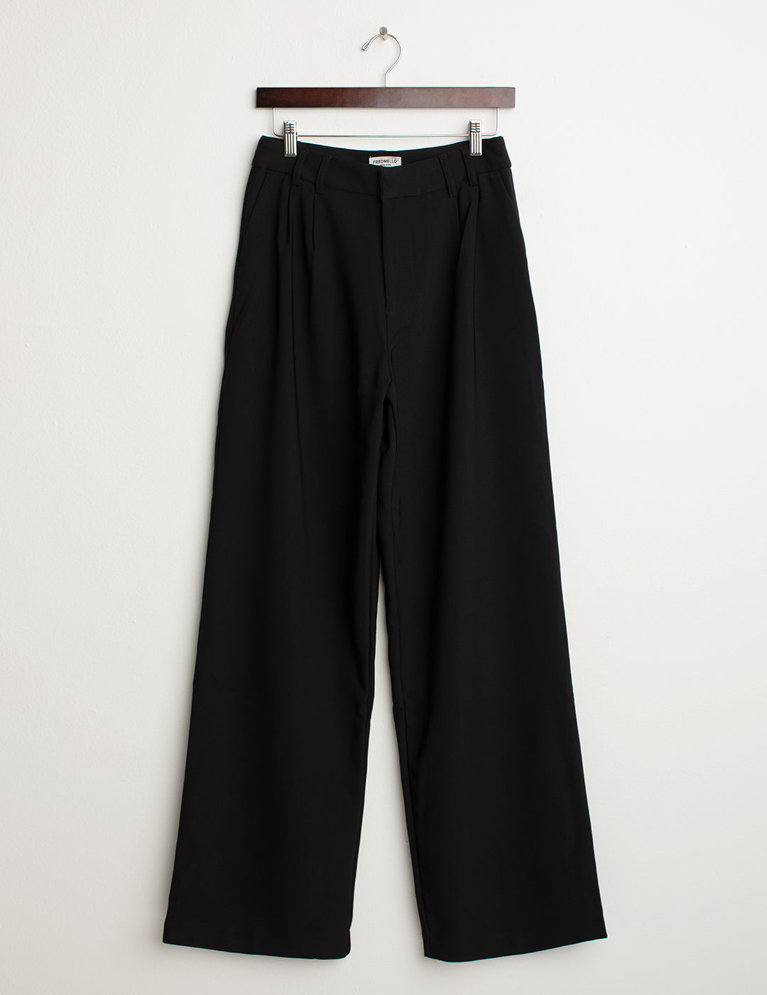 Pantalone in tricotina stretch con vestibilità a palazzo donna black fw24w19pu cc-a0951 Pantalone in tricotina stretch con vestibilità a palazzo