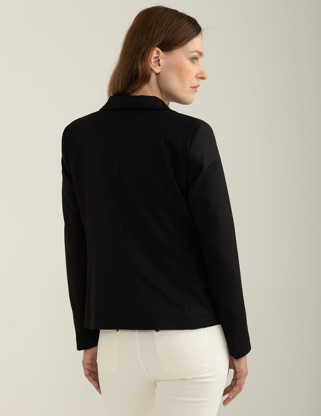 Blazer monopetto in tessuto diagonale donna black fw24w02bu cc-a0951 Blazer monopetto in tessuto diagonale