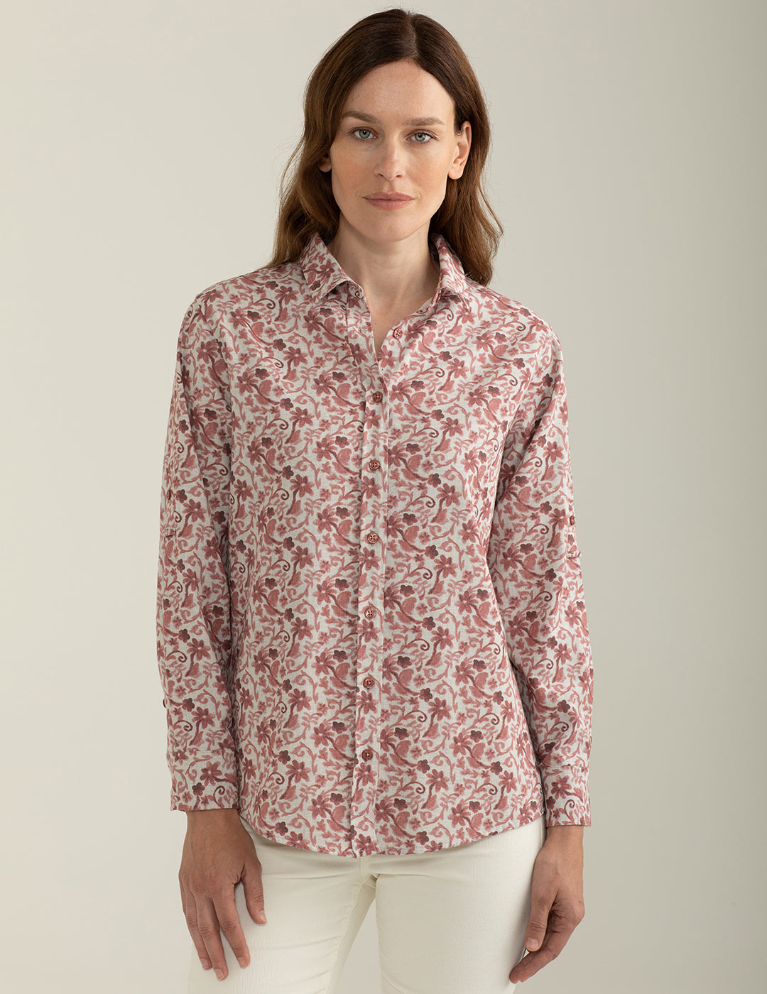 Camicia in flanella stampata all-over donna pink fw24w05cs cc-a0406 Camicia in flanella stampata all-over
