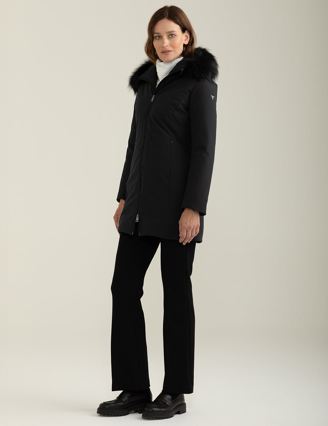 Giubbotto in soft-shell con cappuccio donna black fw24w02ku cc-a0951 Giubbotto in soft-shell con cappuccio