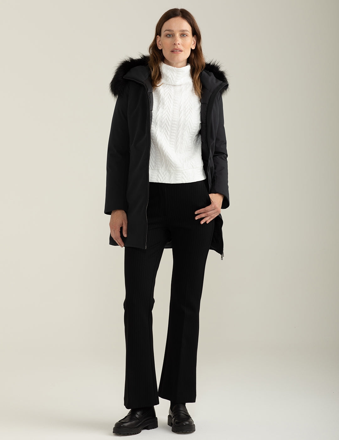 Giubbotto in soft-shell con cappuccio donna black fw24w02ku cc-a0951 Giubbotto in soft-shell con cappuccio