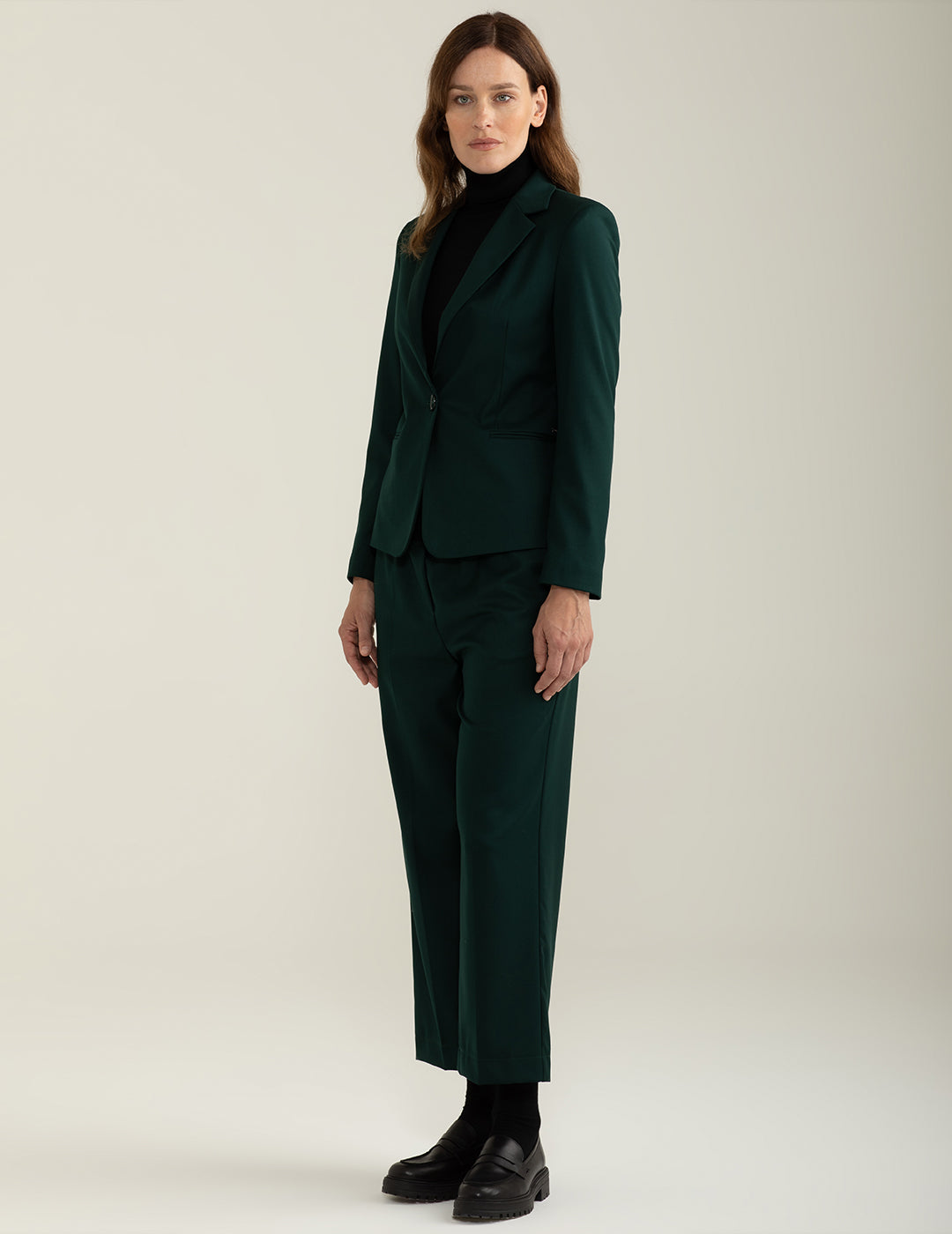 Pantalone in tessuto diagonale donna green fw24w25pu cc-a0801 Pantalone in tessuto diagonale