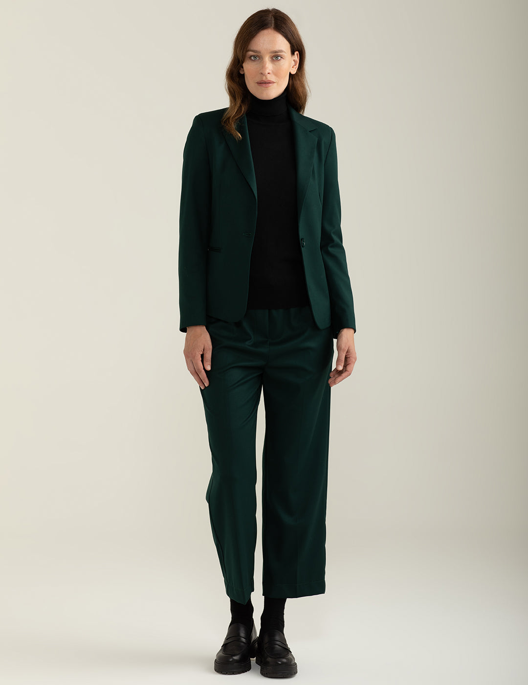 Pantalone in tessuto diagonale donna green fw24w25pu cc-a0801 Pantalone in tessuto diagonale