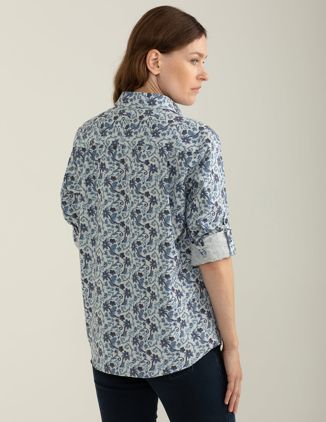 Camicia in flanella stampata all-over donna blue fw24w05cs cc-a0601 Camicia in flanella stampata all-over