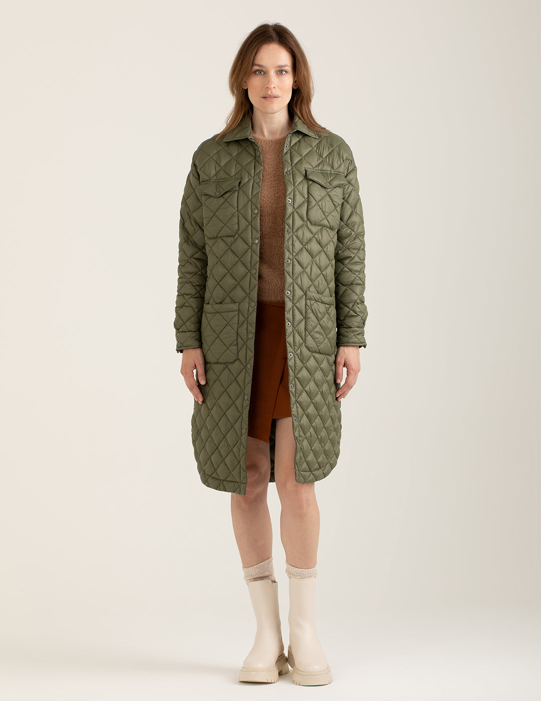 Overshirt trapuntata donna army fw24w05kd cc-a0804 Overshirt trapuntata