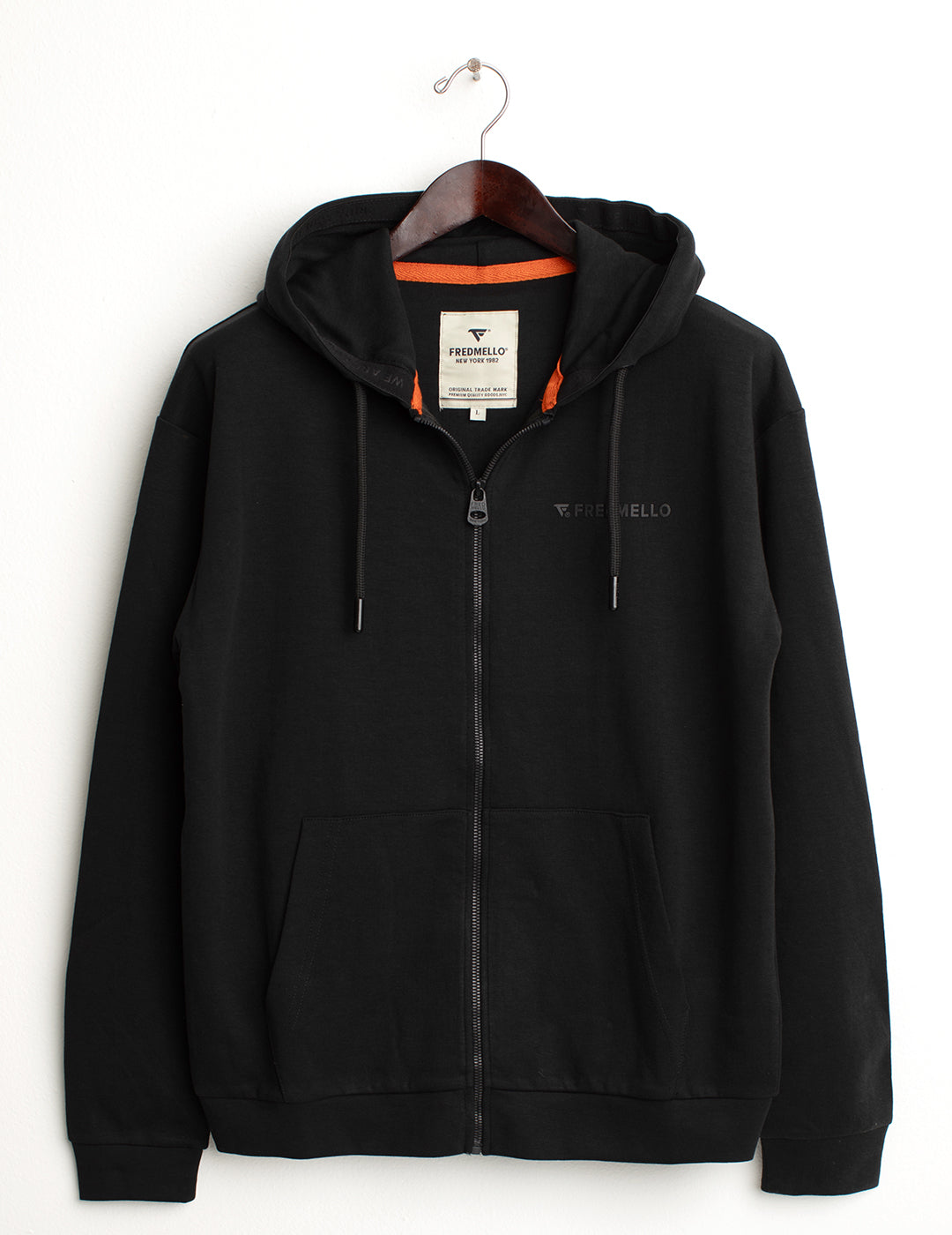 Felpa in interlock full-zip con cappuccio uomo black fm24w25fz cc-a0951 Felpa in interlock full-zip con cappuccio