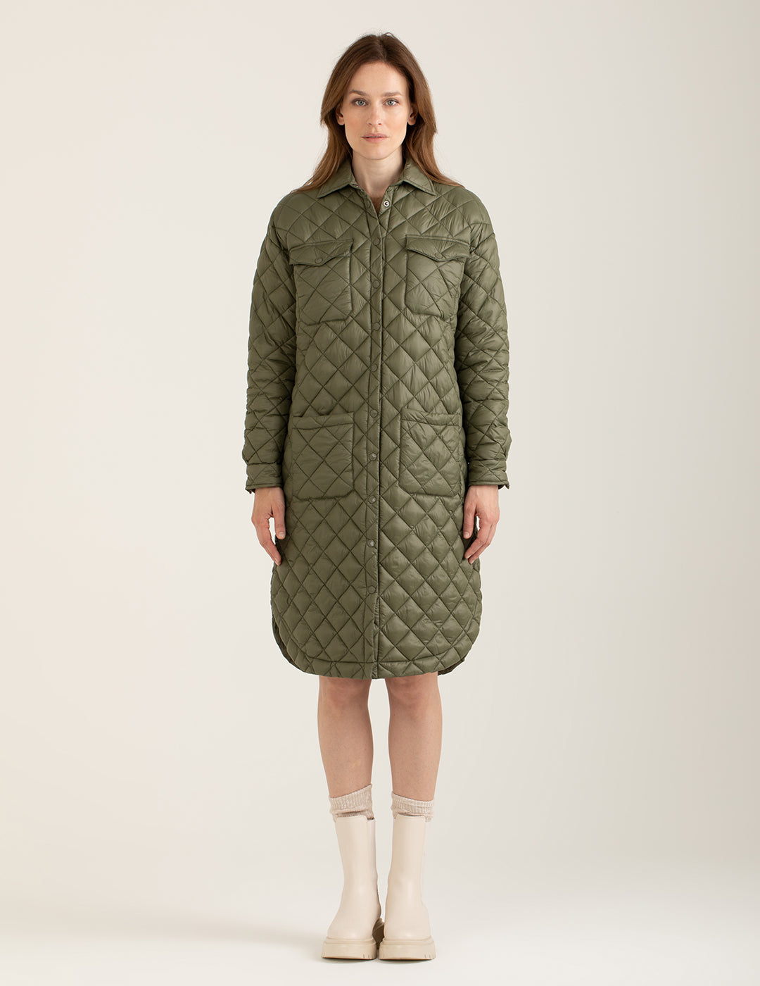 Overshirt trapuntata donna army fw24w05kd cc-a0804 Overshirt trapuntata