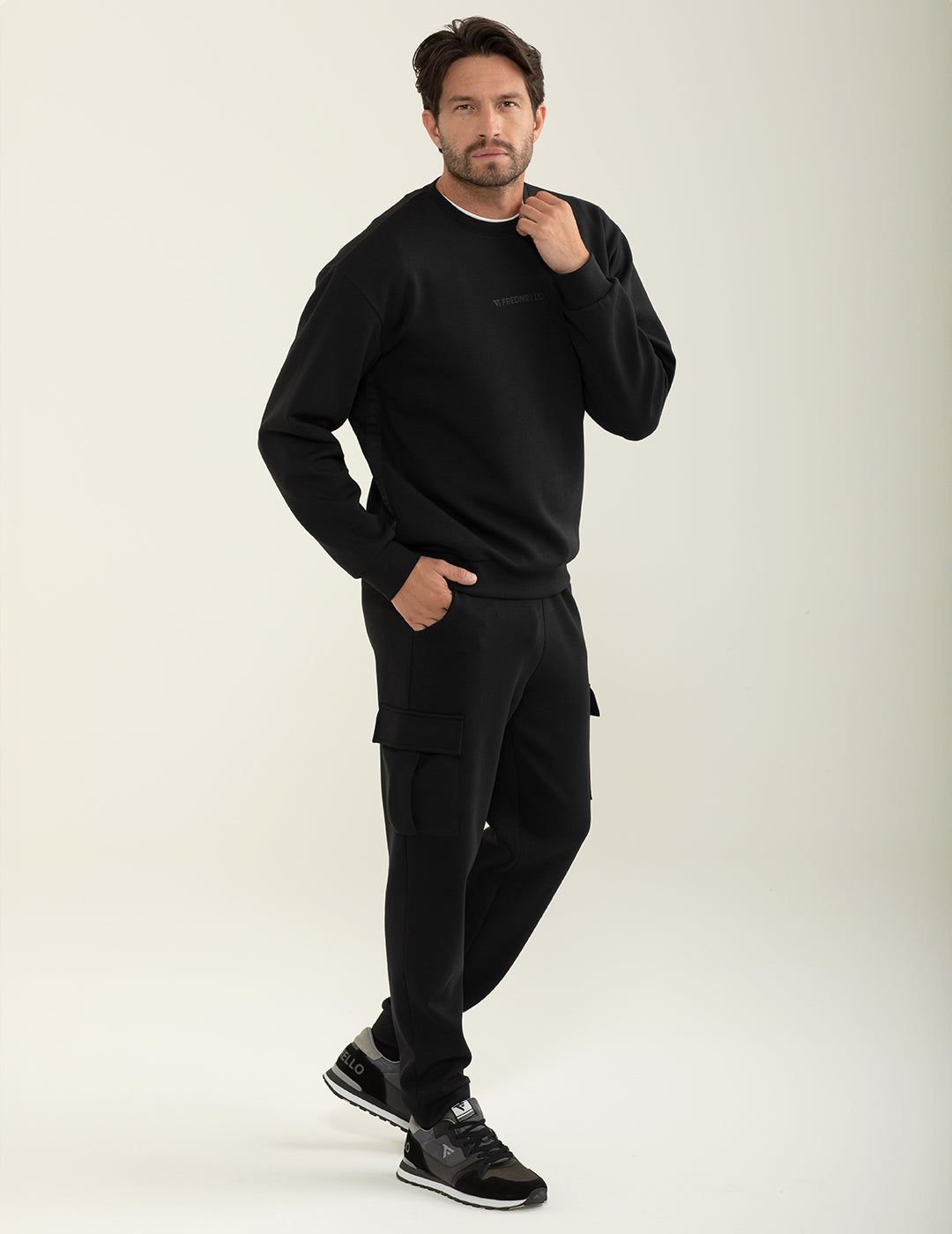 Felpa in interlock girocollo uomo black fm24w27fg cc-a0951 Felpa in interlock girocollo