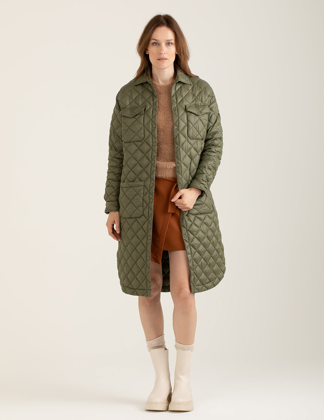Overshirt trapuntata donna army fw24w05kd cc-a0804 Overshirt trapuntata