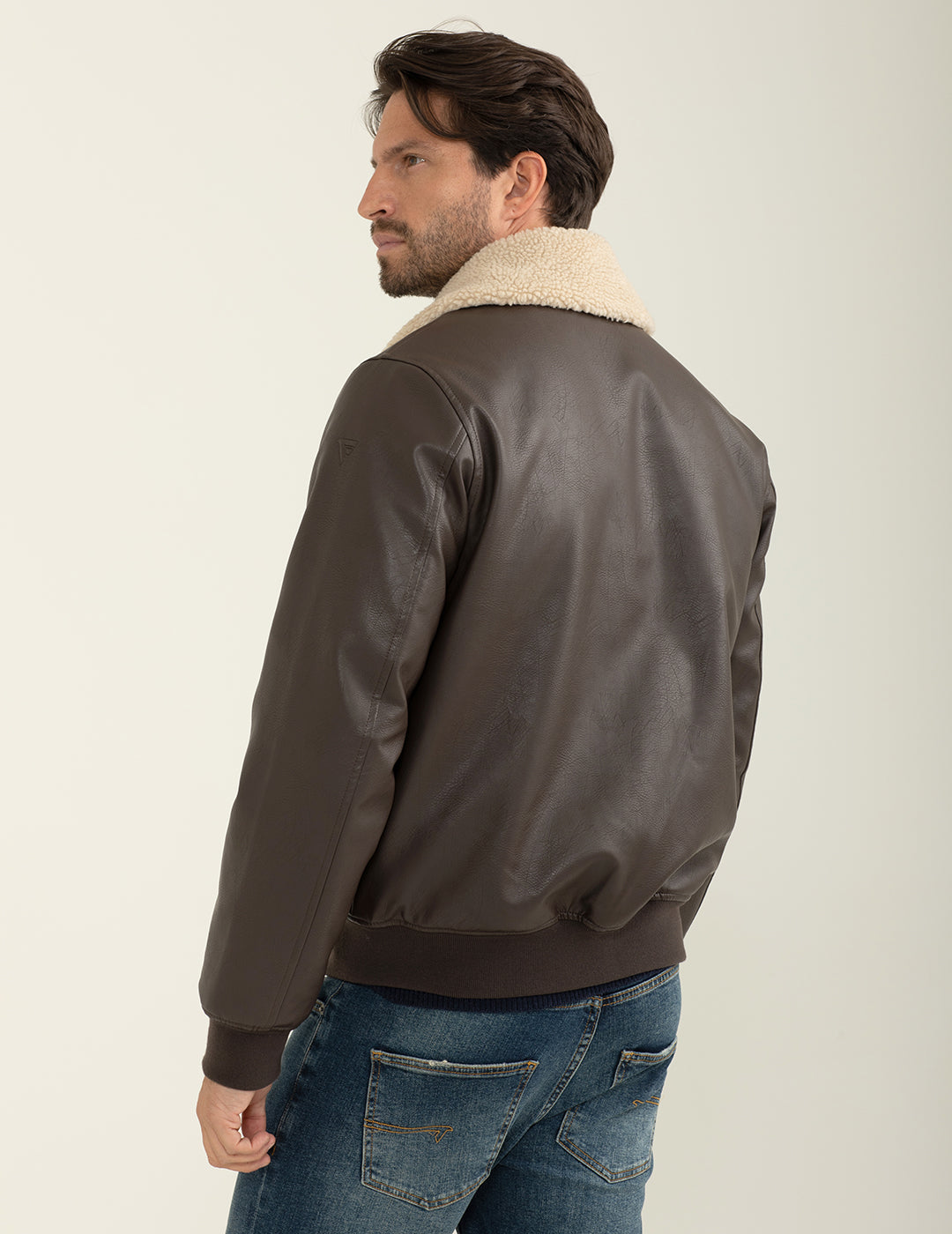 Giubbotto in montone sintetico uomo brown fm24w23ke cc-a0251 Giubbotto in montone sintetico