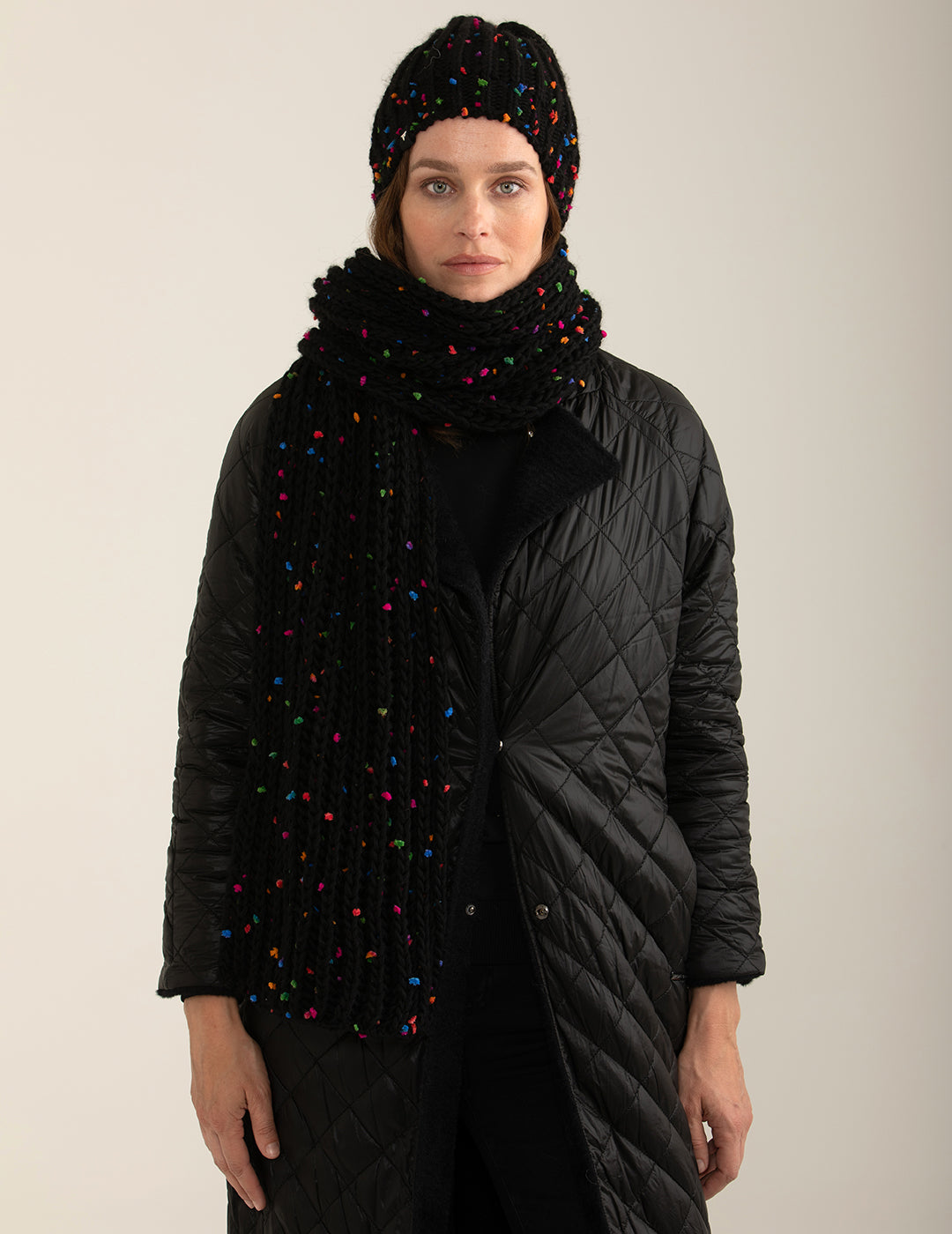 Sciarpa in maglia donna black fw24w05zm cc-a0951 Sciarpa in maglia