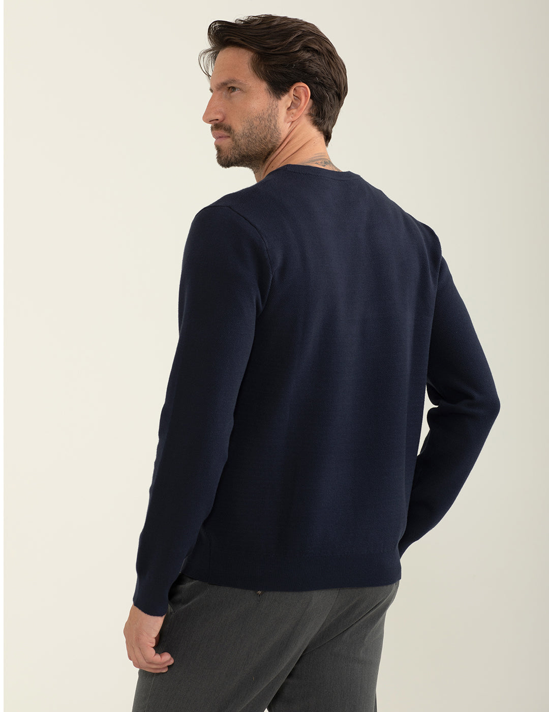 Maglia girocollo vanisé a punti uomo dark blue fm24w25mg cc-a1201 Maglia girocollo vanisé a punti