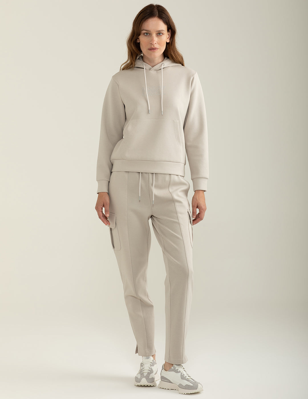 Pantalone in felpa interlock tasconato donna ice fw24w04pf cc-a0005 Pantalone in felpa interlock tasconato