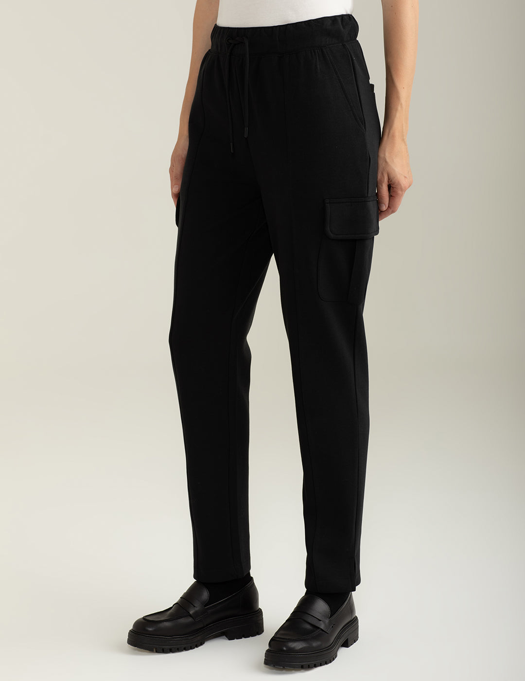 Pantalone in felpa interlock tasconato donna black fw24w04pf cc-a0951 Pantalone in felpa interlock tasconato