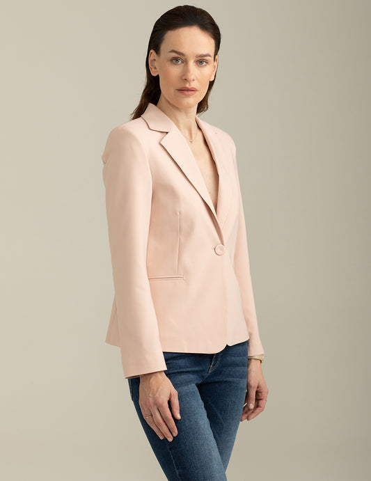 Single-breasted Blazer in Bi-Stretch Fabric - back - 002