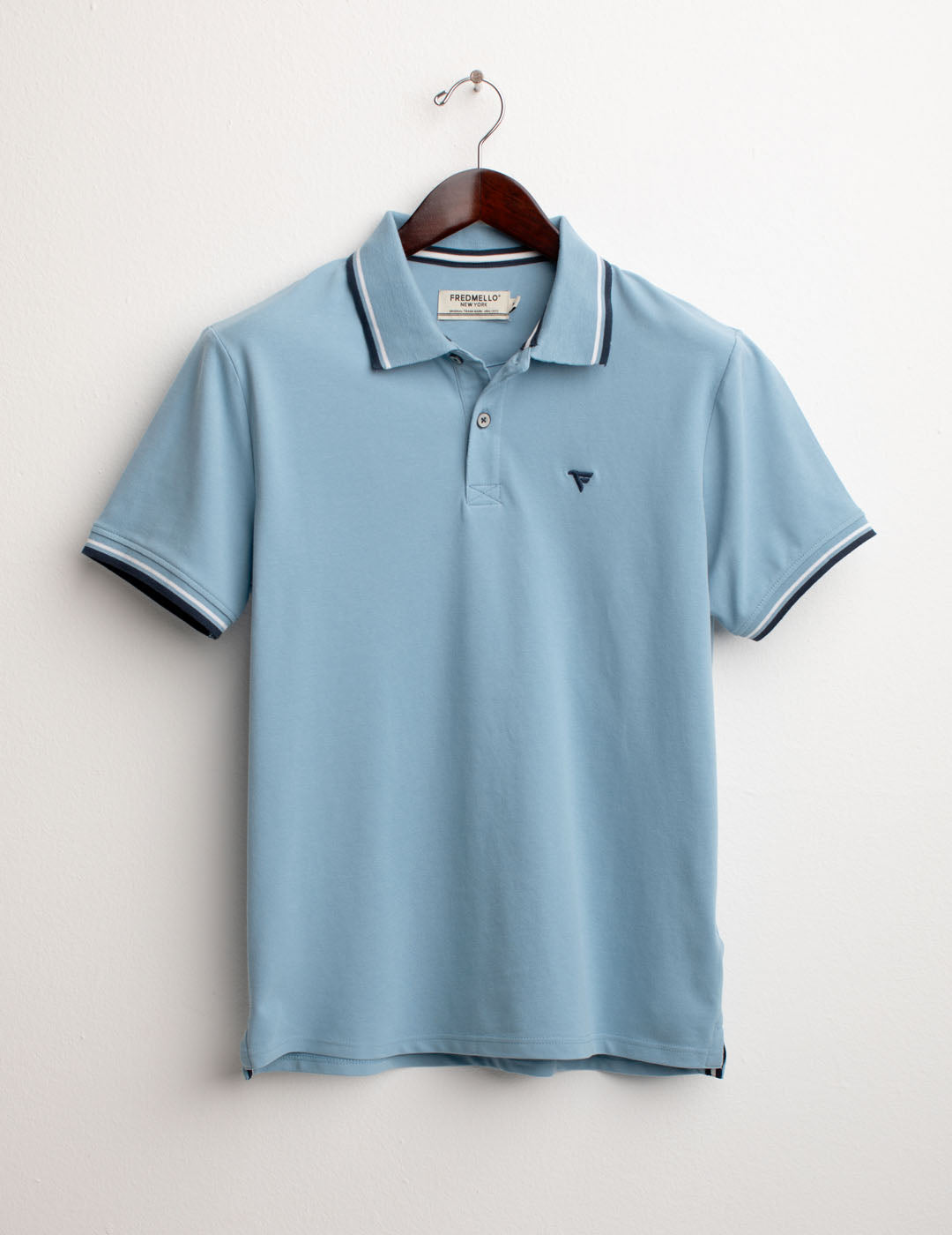 Short Sleeve Piquet Stretch Polo Shirt man light blue fm25s01qu cc-a1001 Short Sleeve Piquet Stretch Polo Shirt