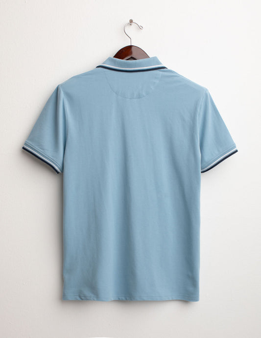 Short Sleeve Piquet Stretch Polo Shirt - back - 002