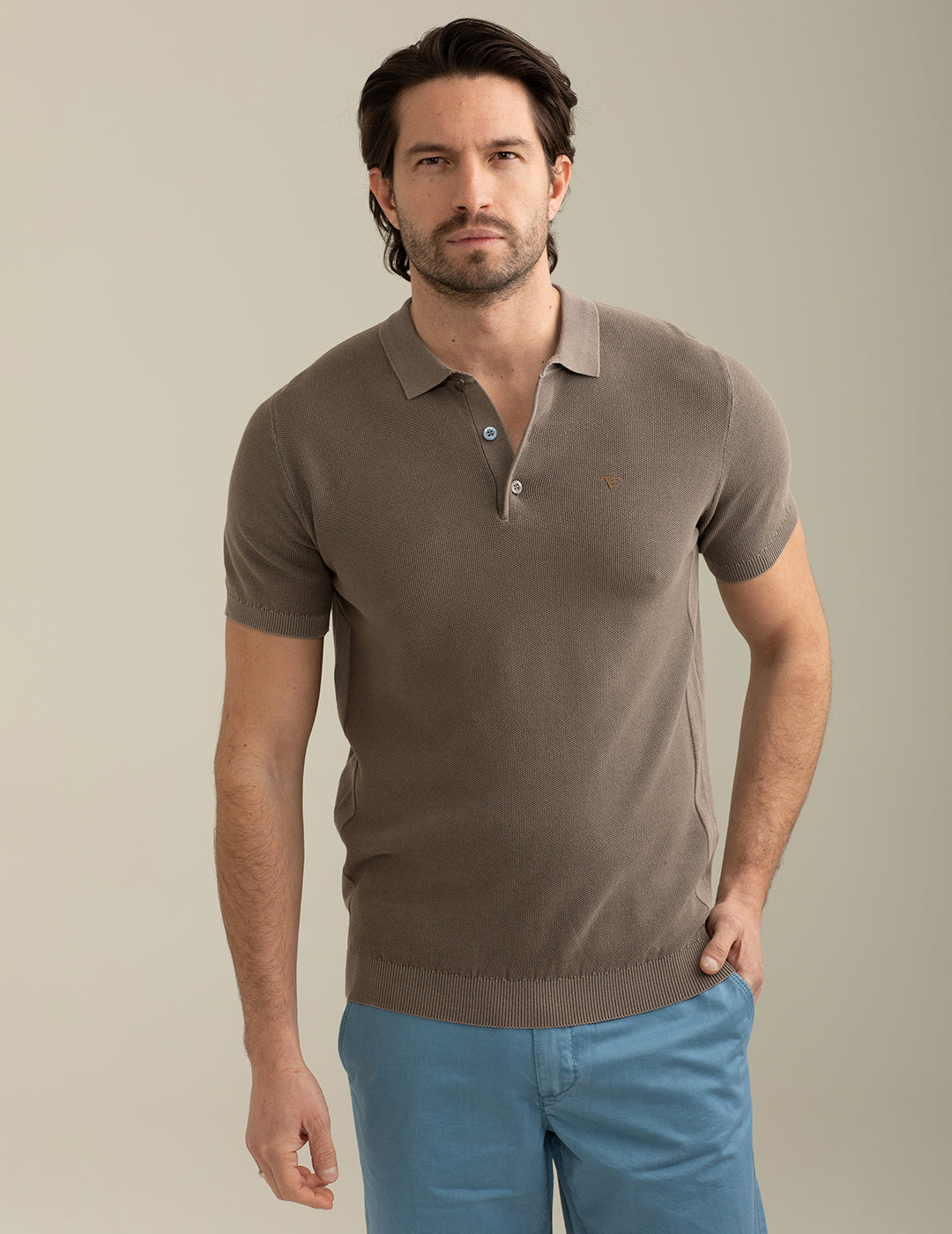 Piquet Stitch Knit Polo man taupe fm25s08ma cc-a0114 Piquet Stitch Knit Polo