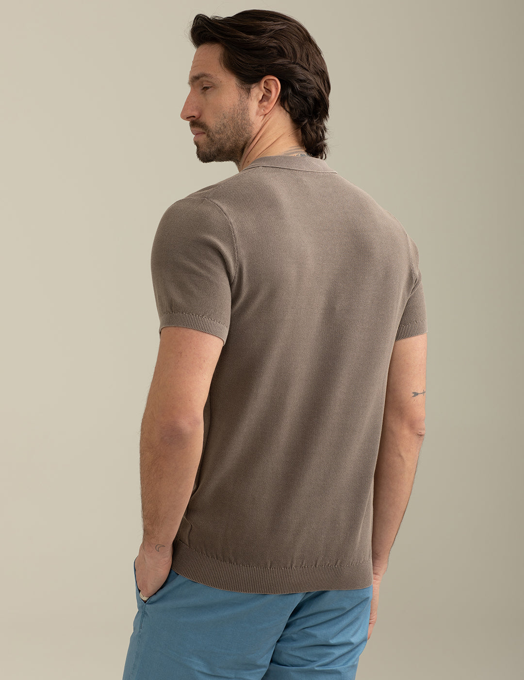 Piquet Stitch Knit Polo man taupe fm25s08ma cc-a0114 Piquet Stitch Knit Polo