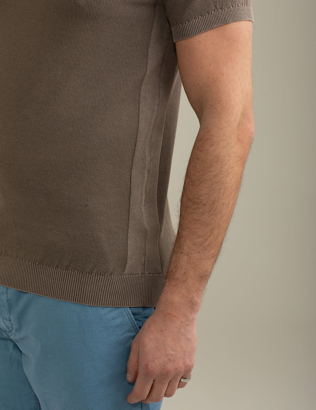 Piquet Stitch Knit Polo man taupe fm25s08ma cc-a0114 Piquet Stitch Knit Polo