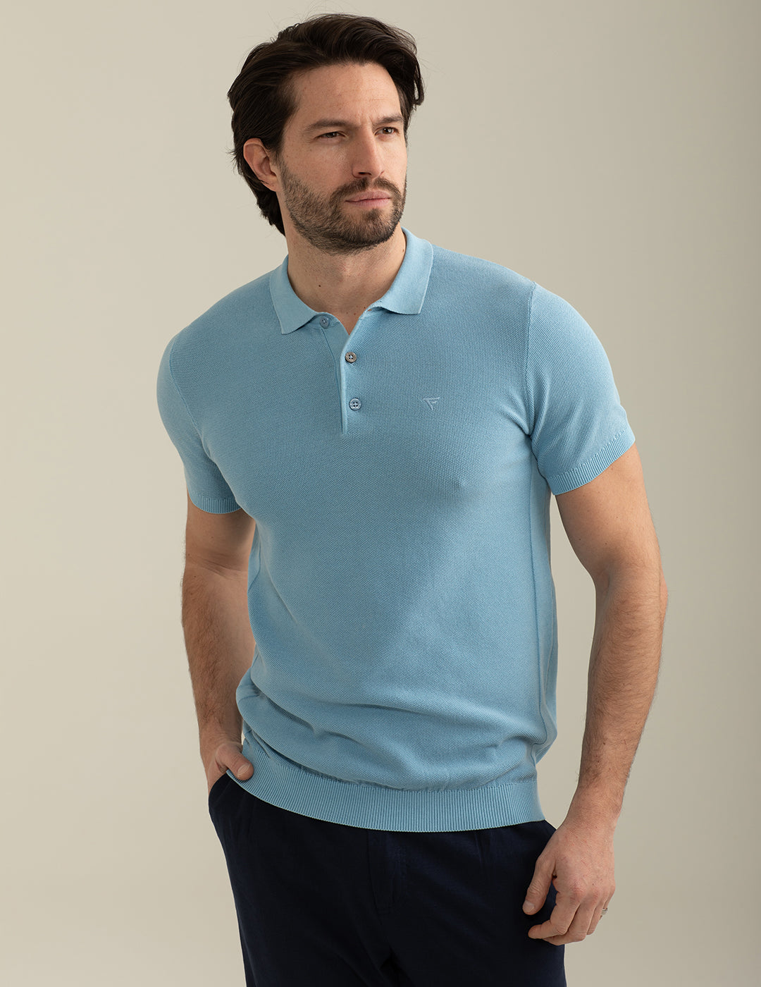 Piquet Stitch Knit Polo man light blue fm25s08ma cc-a1001 Piquet Stitch Knit Polo